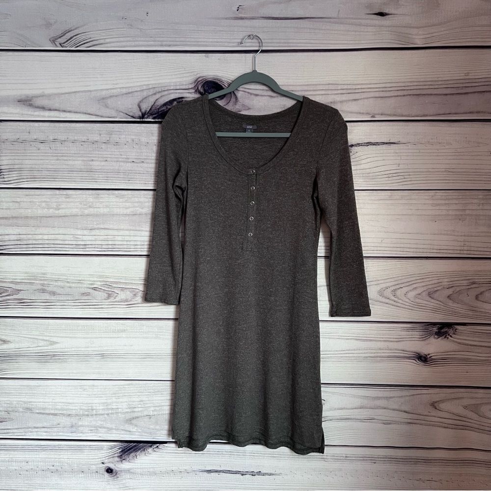 Aerie Green Soft Cozy Scoop Neck Henley Mini Dress